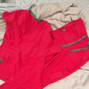 Carhartt pink and green scrub set